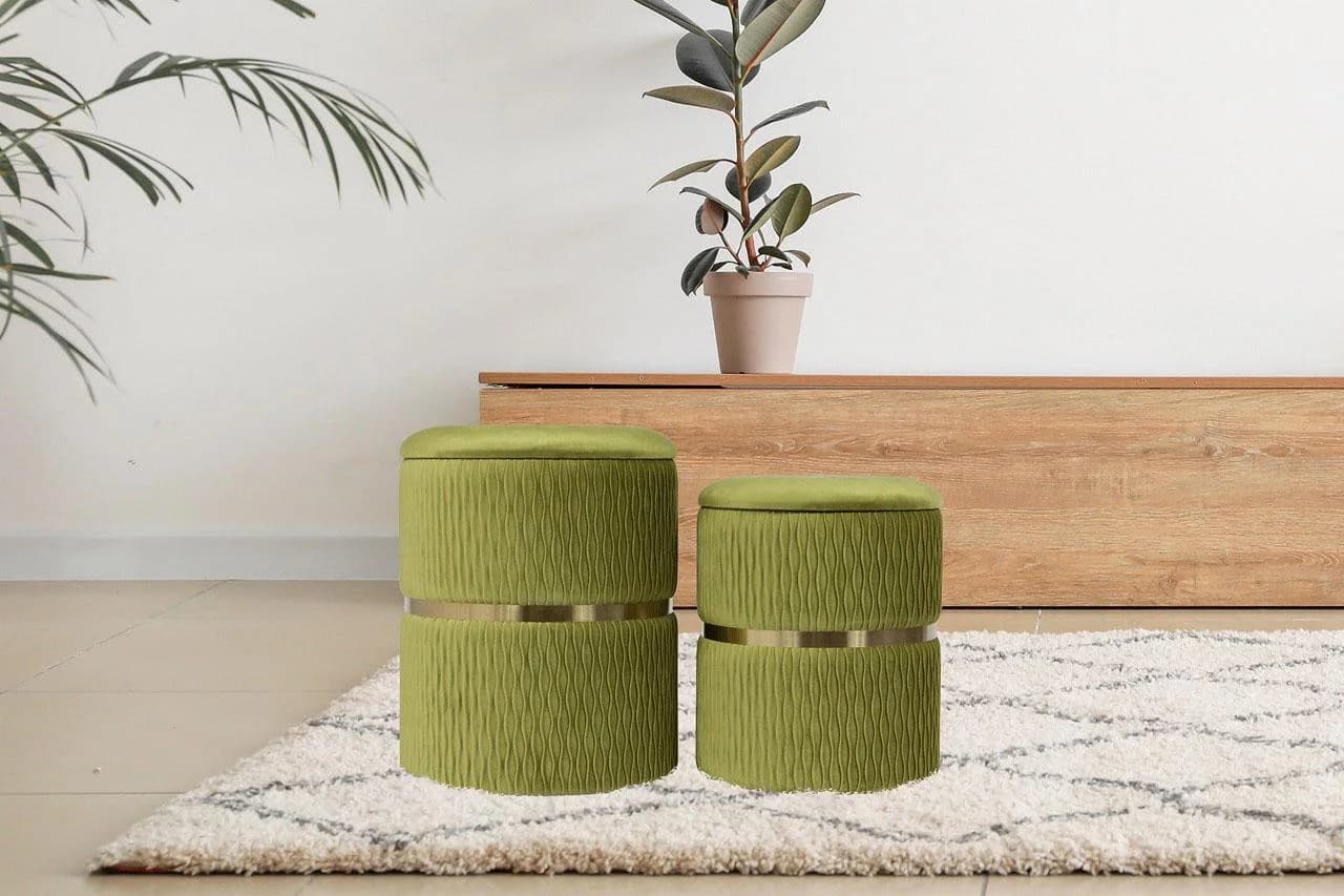 KAYOOM Polsterhocker Zora 425 2er-Set Grün Samt Stauraum