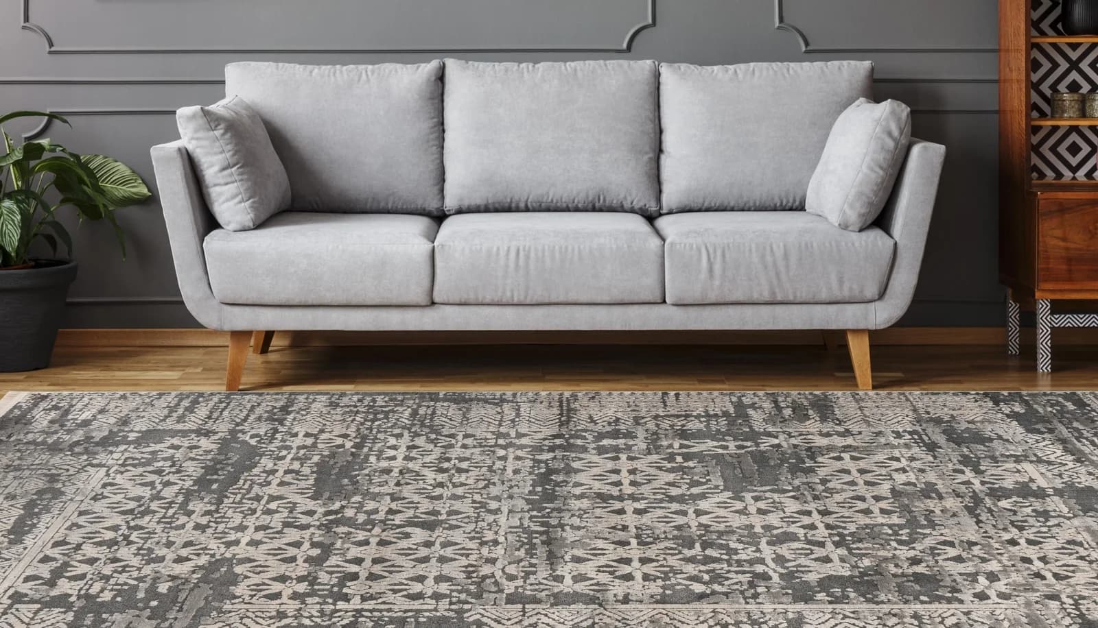 KAYOOM Teppich Adela 325 Grau Vintage Look Polypropylen