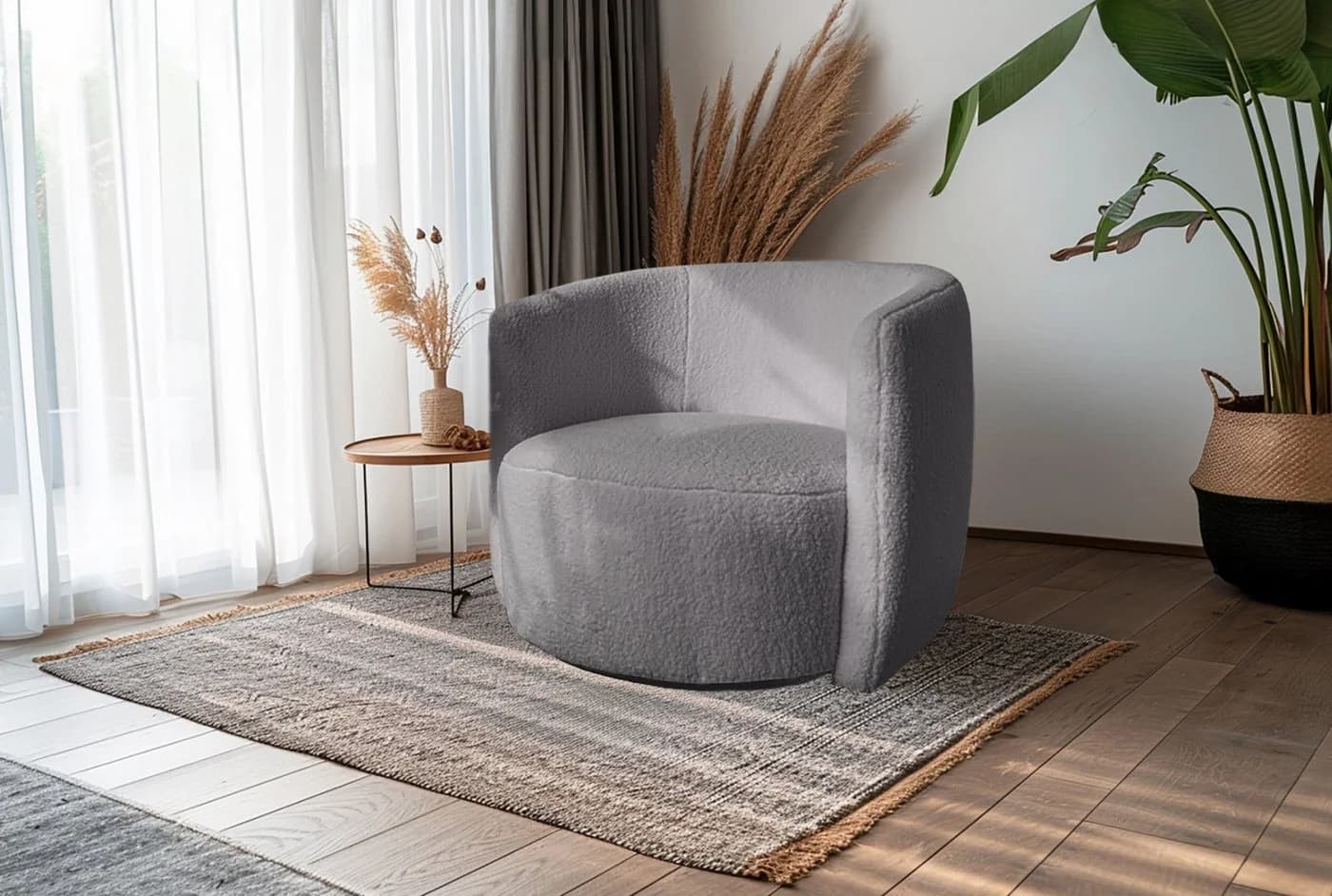 Kayoom Drehsessel Aveiro 125 Grau Teddy-Stoff Modern - Bild 2