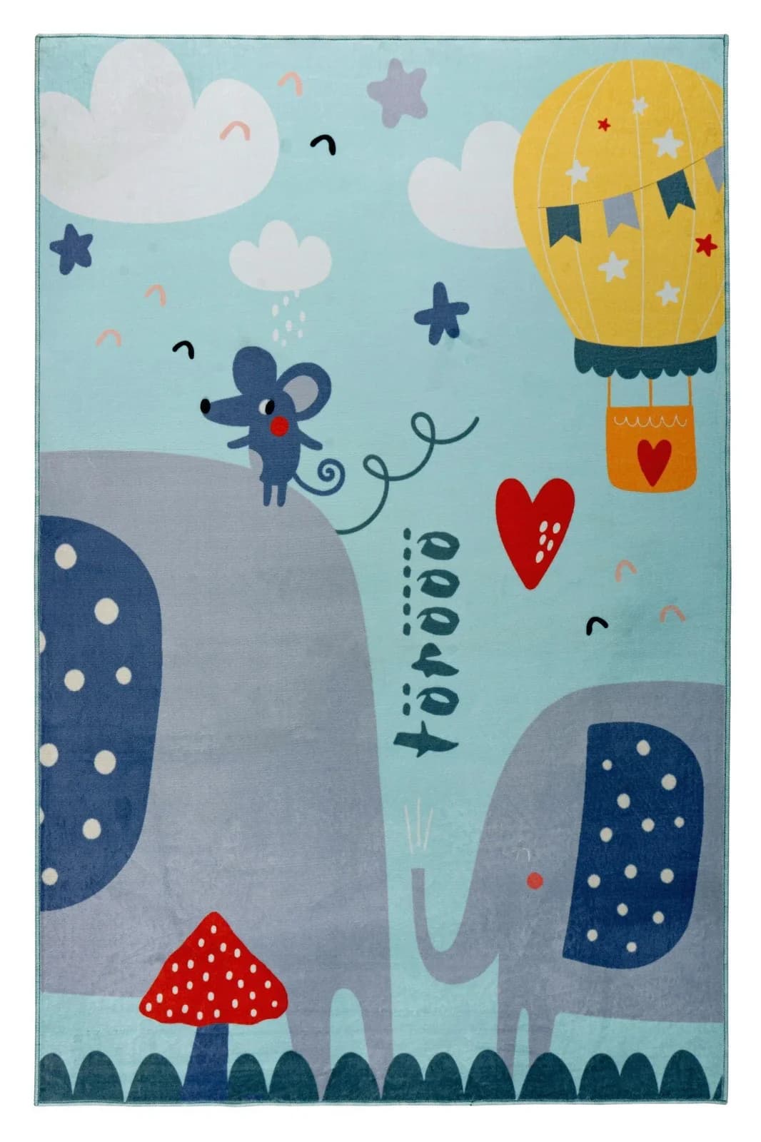 Kayoom Wonder 130 Teppich Blau Kindermotiv