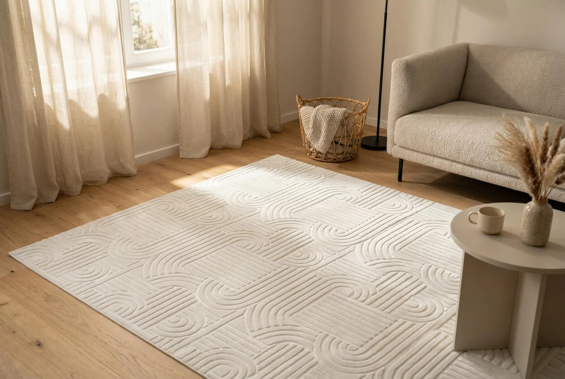 KAYOOM Teppich Calma 125 Weiß Kurzflor 3-D Optik