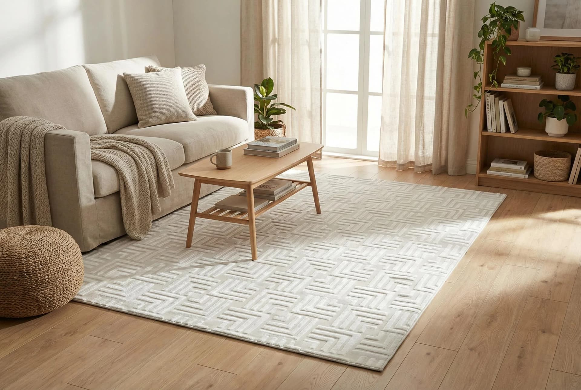 KAYOOM Teppich Calma 325 Weiß Kurzflor 3-D Optik