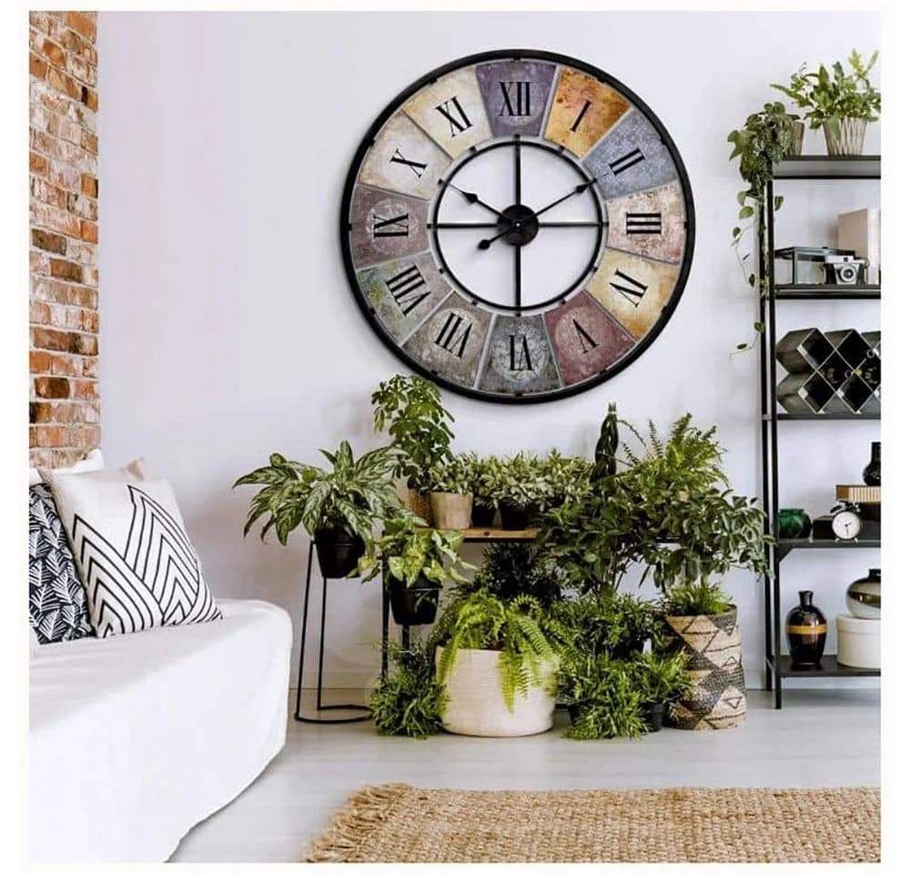 K&L Wall Art Wanduhr Vintage Metalluhr Wohnzimmer Uhr XL Retro Küchenuhr