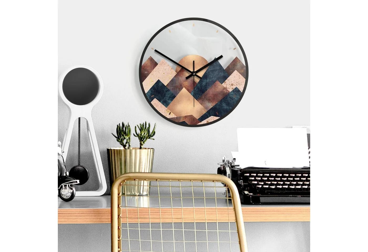K&L Wall Art Glaswanduhr Vintage Modern 30cm Transparent Gold Schwarz