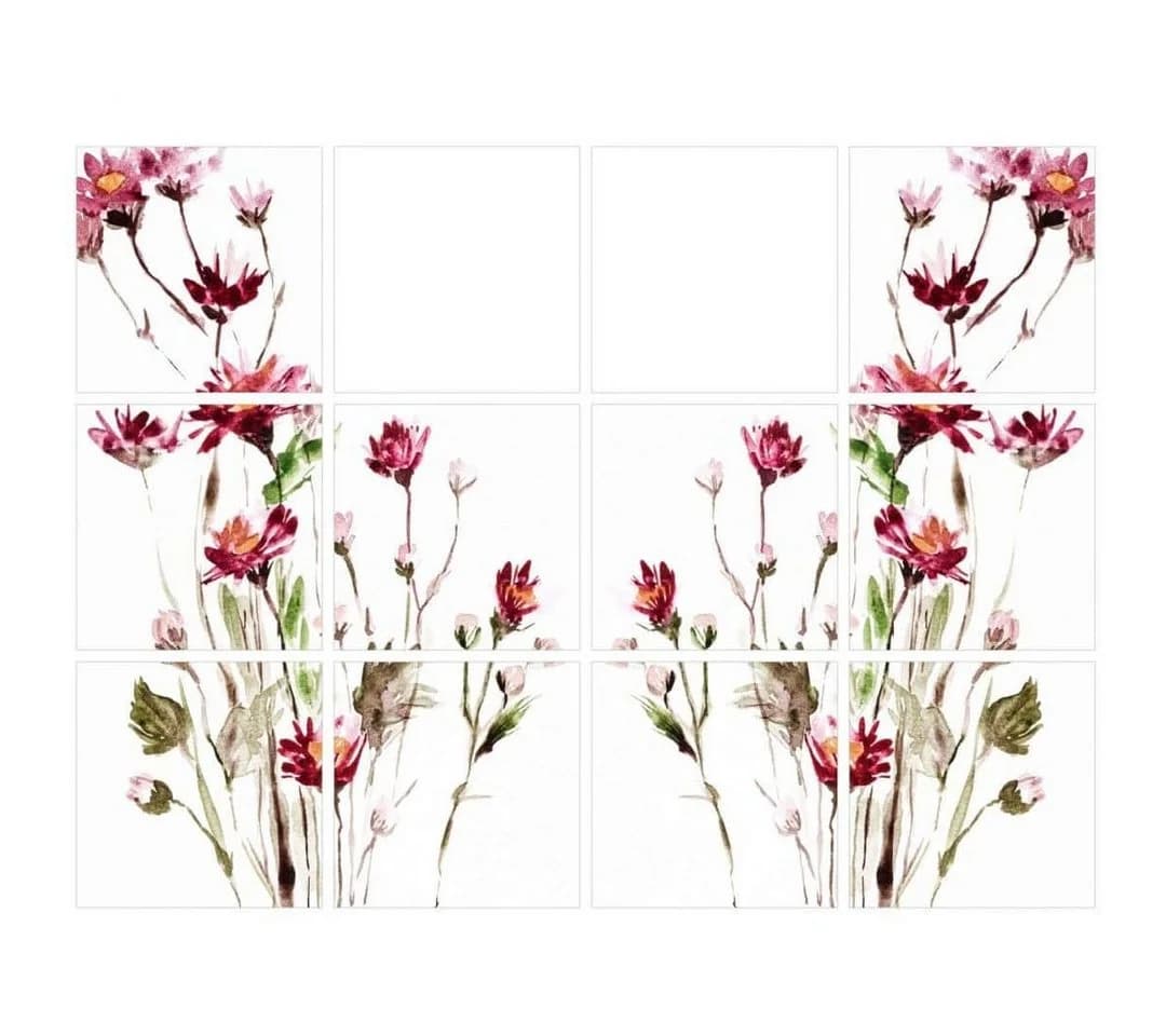 K&L Wall Art Fliesenaufkleber 12er Set Sommer Blumen Rot PVC - Bild 2
