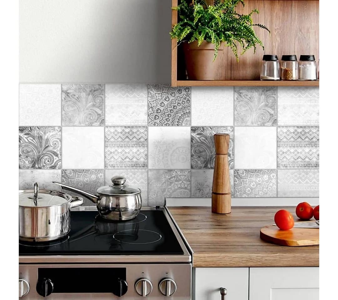 K&L WALL ART Fliesenaufkleber Boho Beton Optik Orientalisch 12er Set - Bild 2
