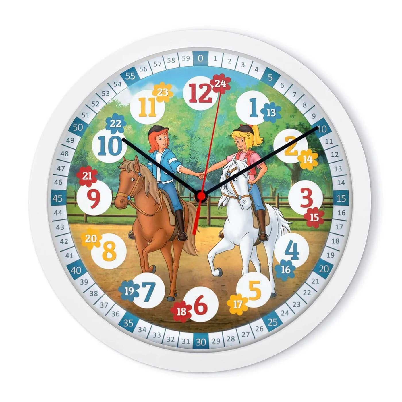 K&L Wall Art Wanduhr Bibi Blocksberg & Tina Kinder Lernuhr Bunt - Bild 2