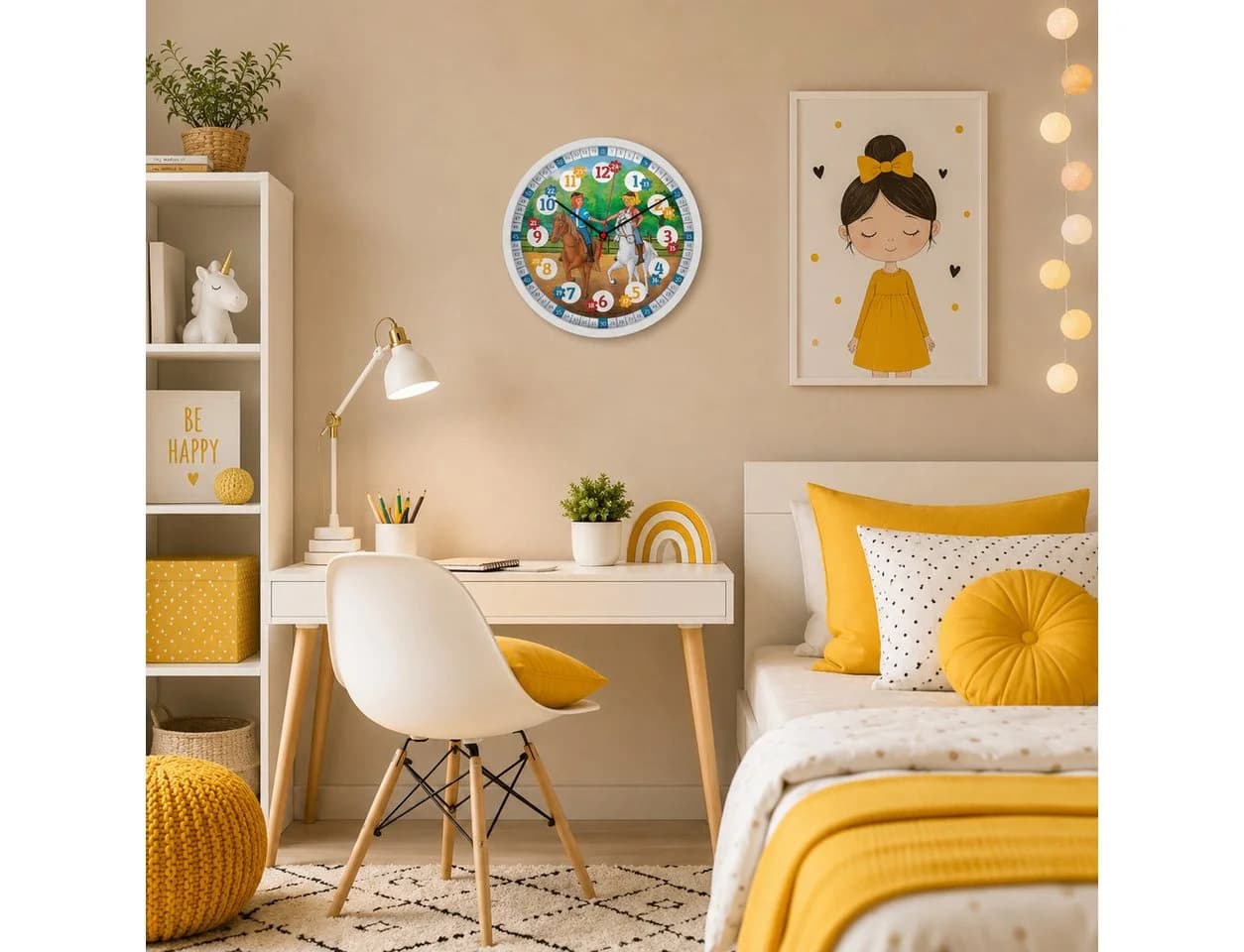 K&L Wall Art Wanduhr Bibi Blocksberg & Tina Kinder Lernuhr Bunt - Bild 3