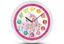 K&L Wall Art Wanduhr Einhorn Prinzessin Rosa Kinder Lernuhr Lautlos Bild 1