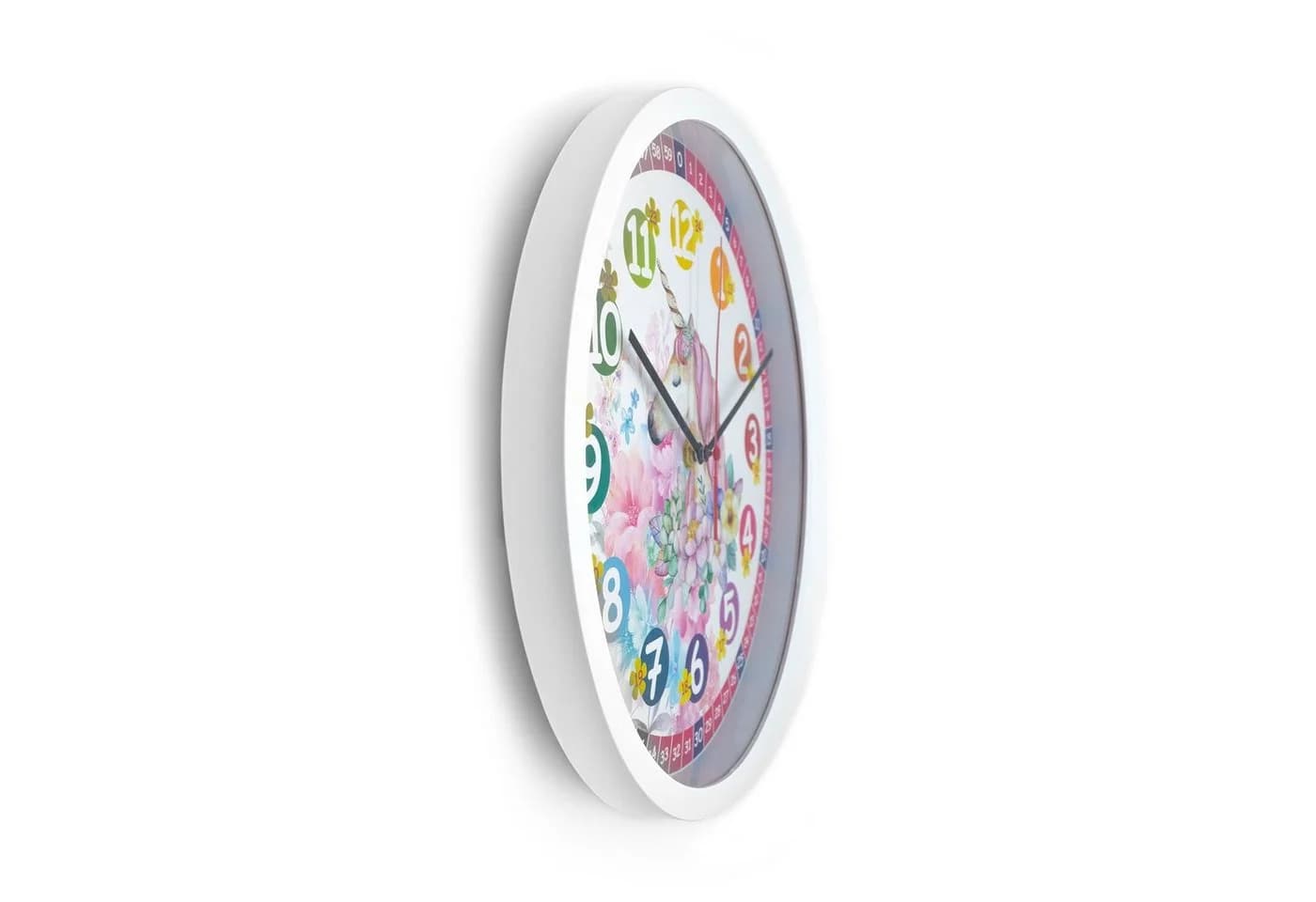 K&L Wall Art Wanduhr Einhorn Prinzessin Rosa Kinder Lernuhr Lautlos - Bild 5