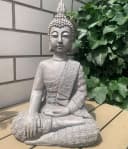 K&L Wall Art Buddha Figur Grau Kunststein Feng Shui Deko Bild 1