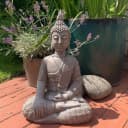 K&L Wall Art Buddha Figur Grau Kunststein Feng Shui Deko Bild 2