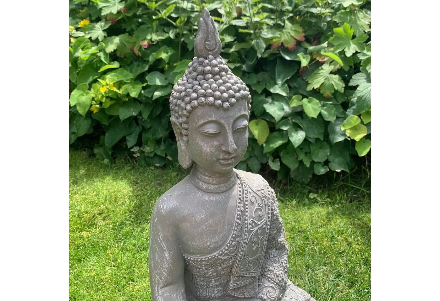 K&L Wall Art Buddha Figur Grau Kunststein Feng Shui Deko - Bild 3