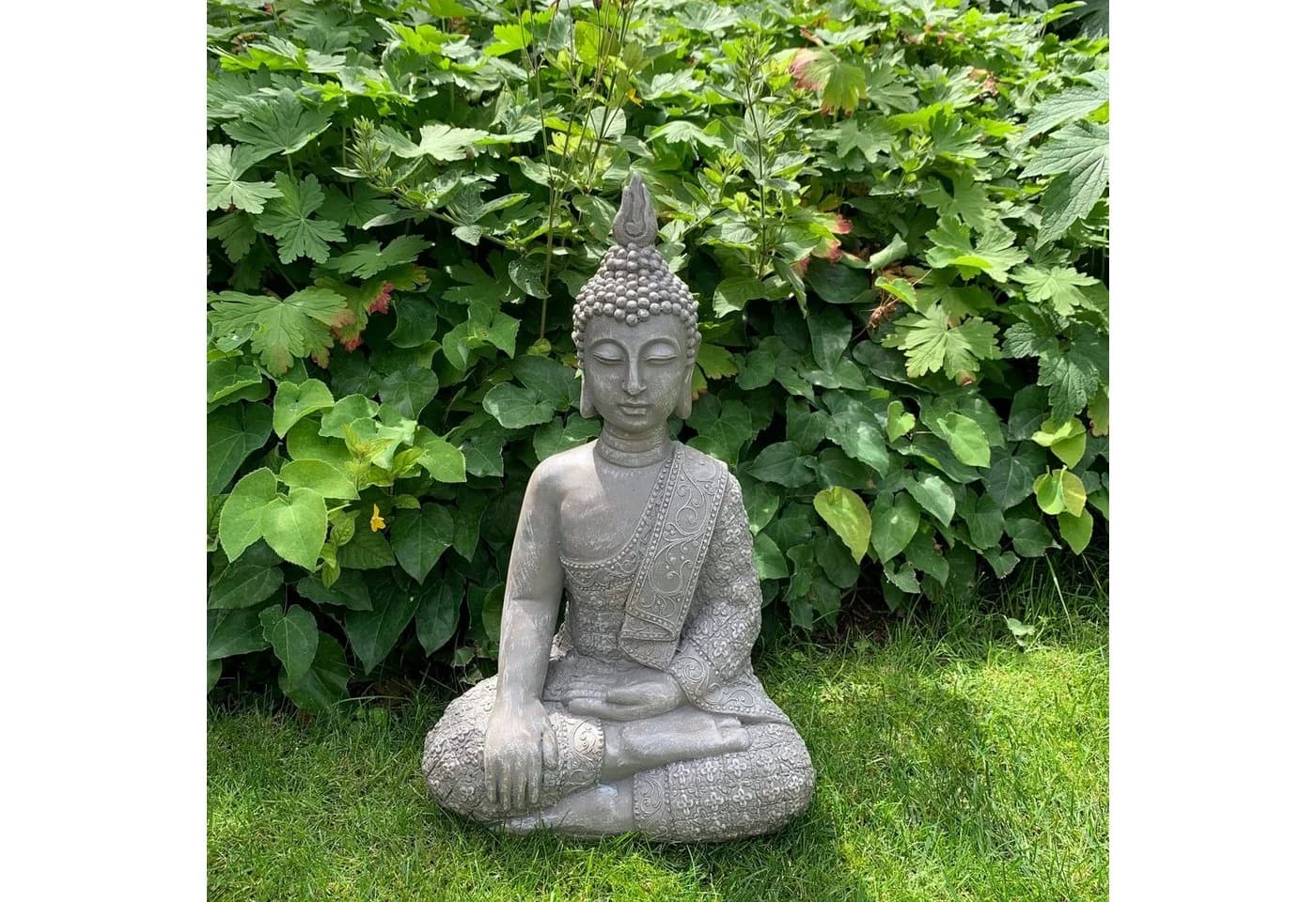 K&L Wall Art Buddha Figur Grau Kunststein Feng Shui Deko - Bild 4