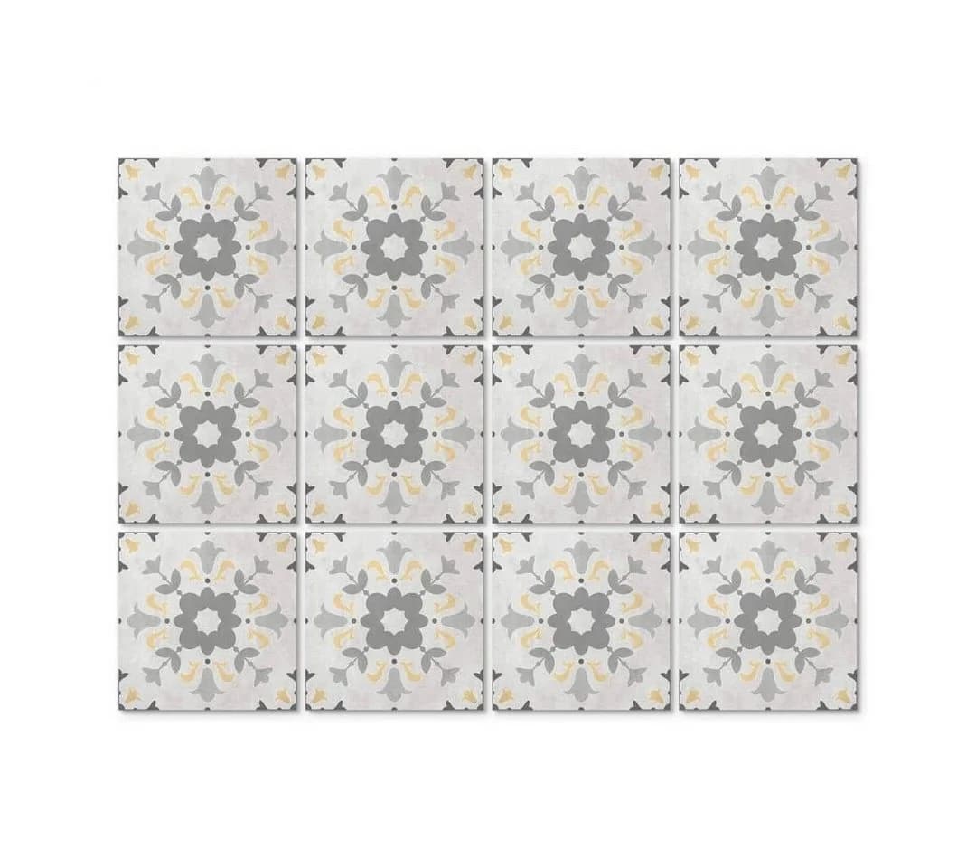 K&L Wall Art Fliesenaufkleber Grau 12er Set Selbstklebend