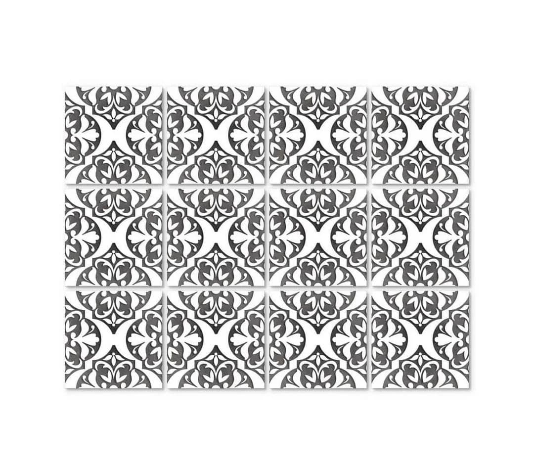 K&L Wall Art Fliesenaufkleber Marokkanische Ornamente Schwarz/Weiß 12er Set - Bild 3