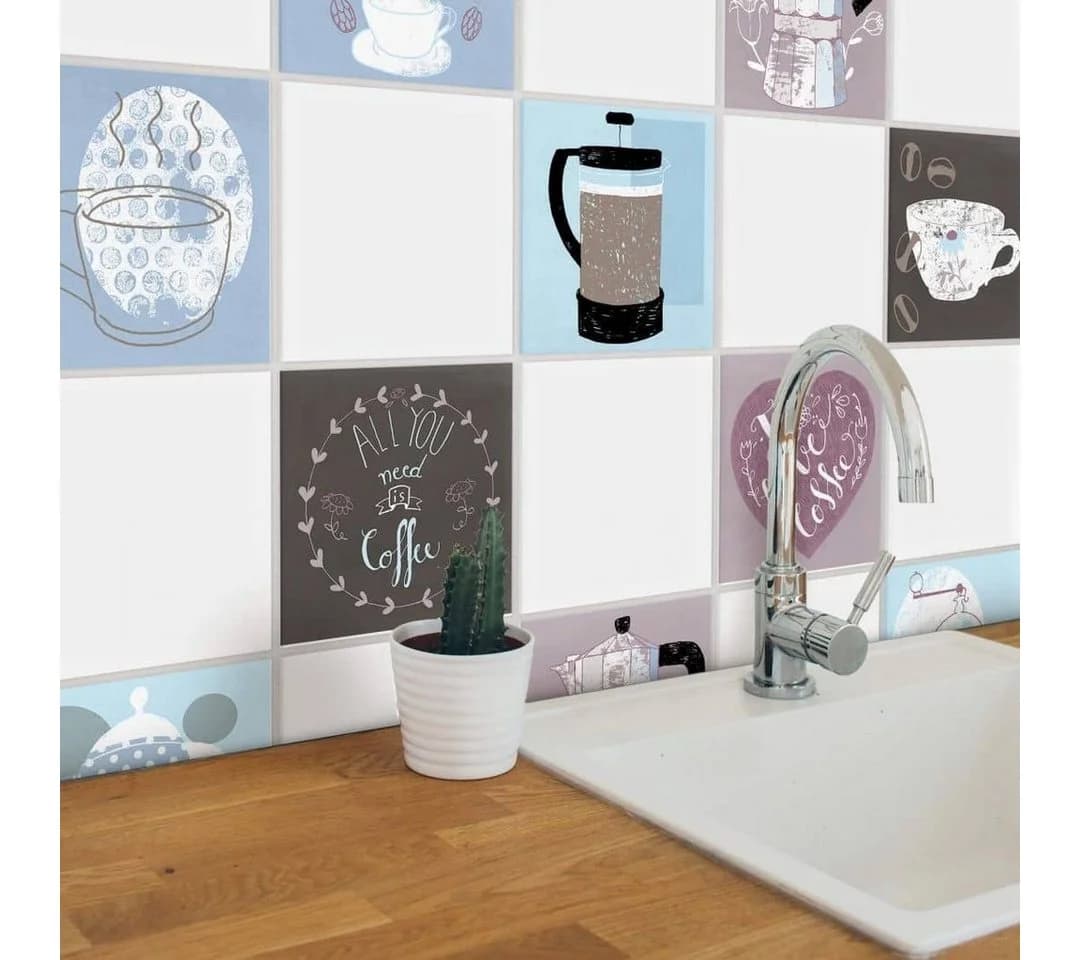K&L WALL ART Fliesenaufkleber 12er Set Selbstklebend PVC Bunt
