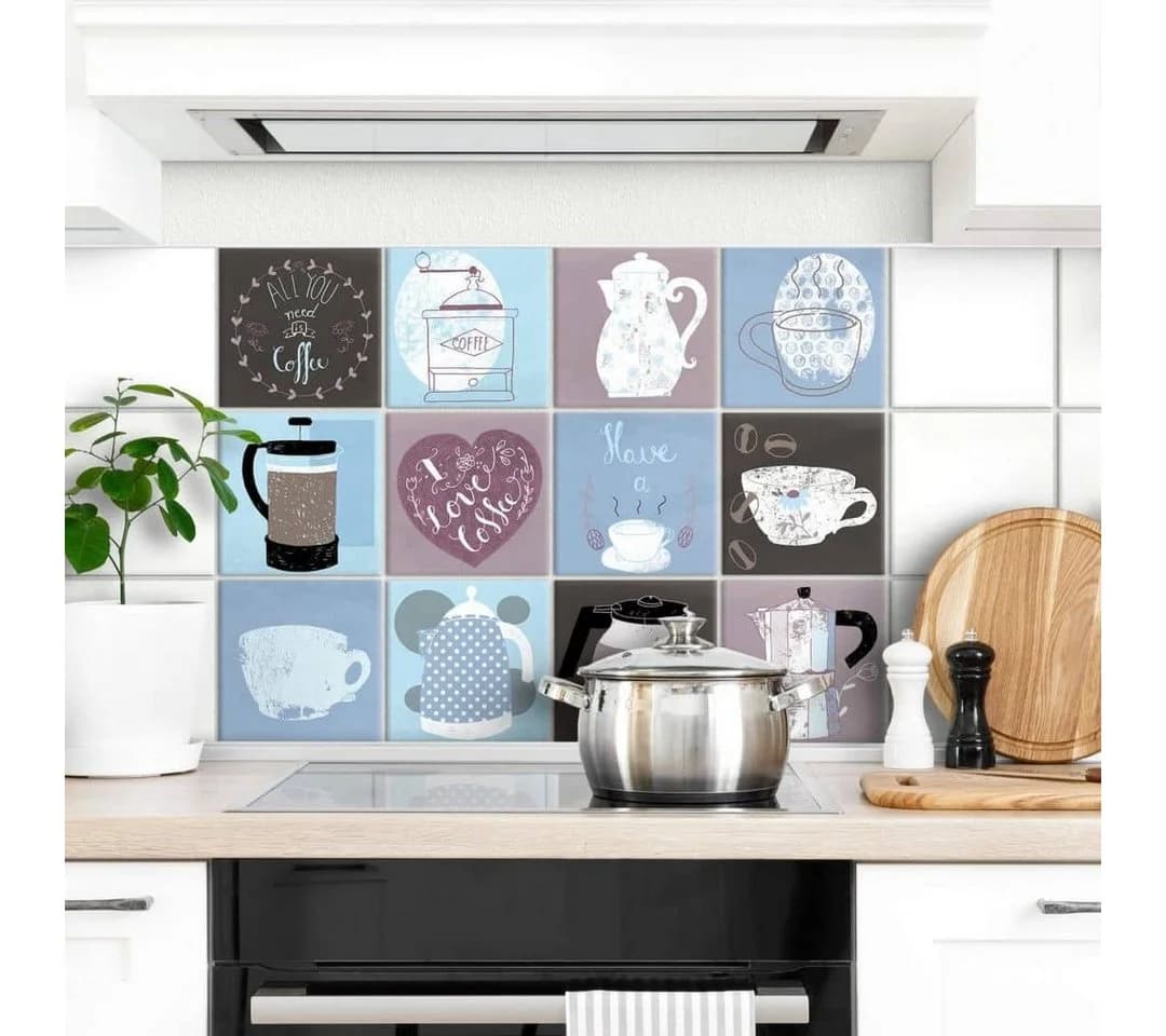 K&L WALL ART Fliesenaufkleber 12er Set Selbstklebend PVC Bunt - Bild 2