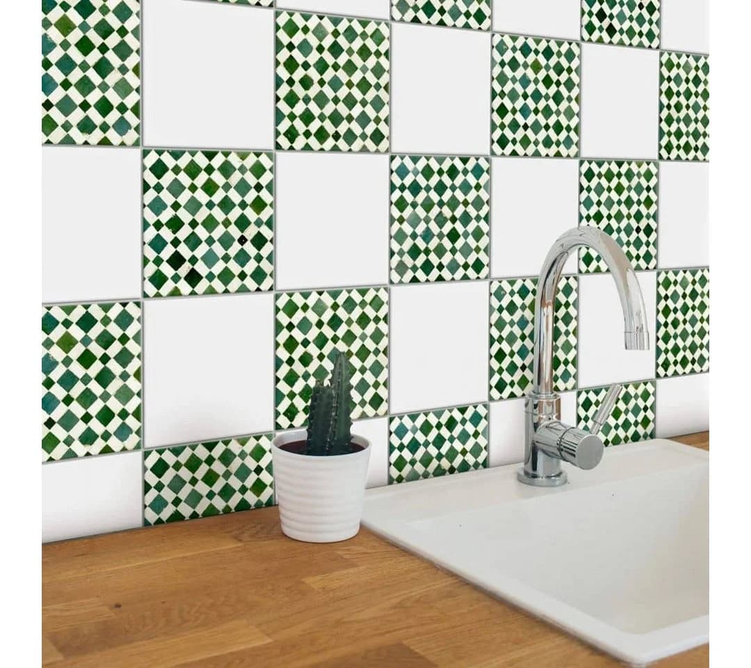 K&L Wall Art Fliesenaufkleber selbstklebend Grüne Mosaik Kachel 12Stk - Bild 2