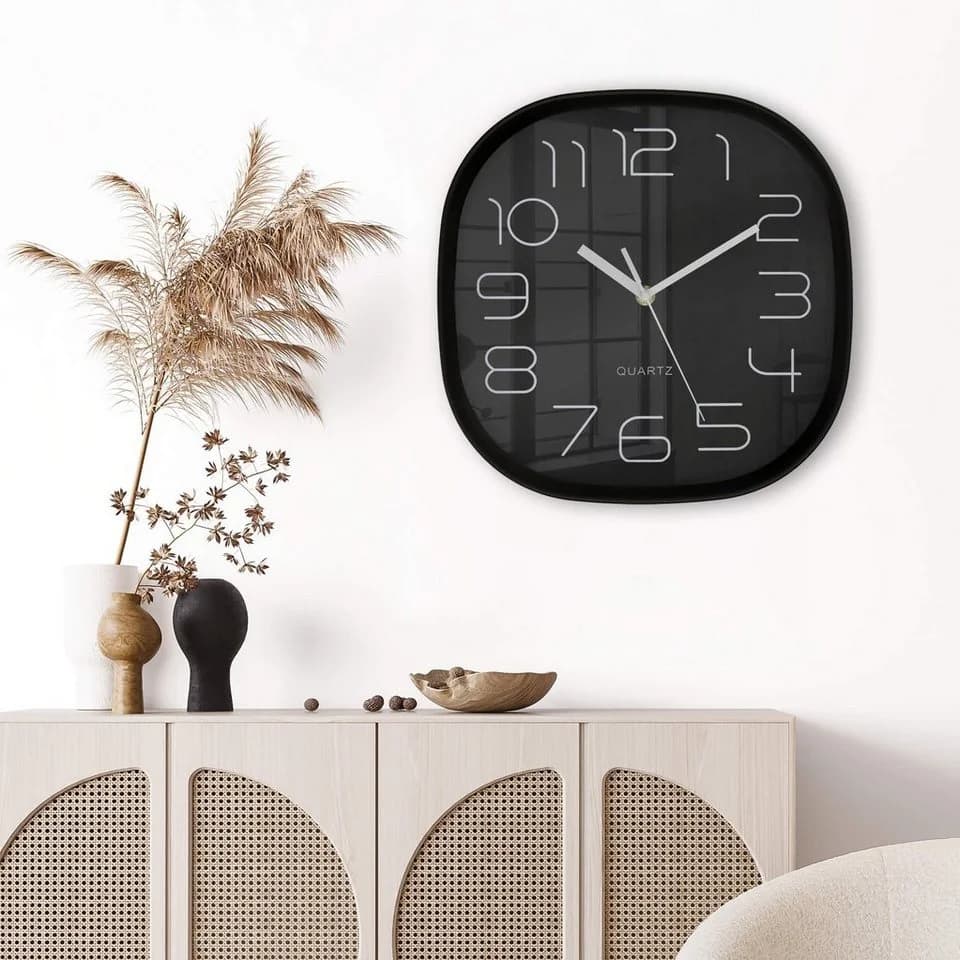 K&L Wall Art Retro Wanduhr 28cm Schwarz Lautlos