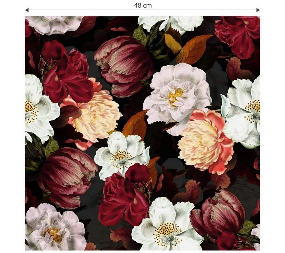 K&L Wall Art Vintage Blumentapete Barock Pfingstrosen Vliestapete