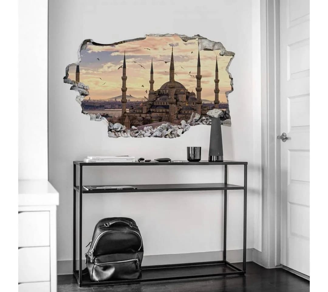K&L Wall Art Wandtattoo 3D Blaue Moschee Selbstklebend
