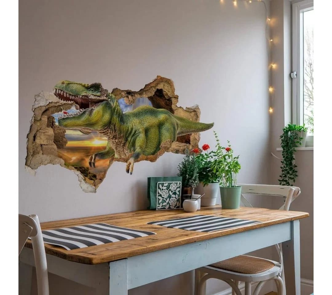 K&L Wall Art Wandtattoo Waldtiere Mauerdurchbruch Grün