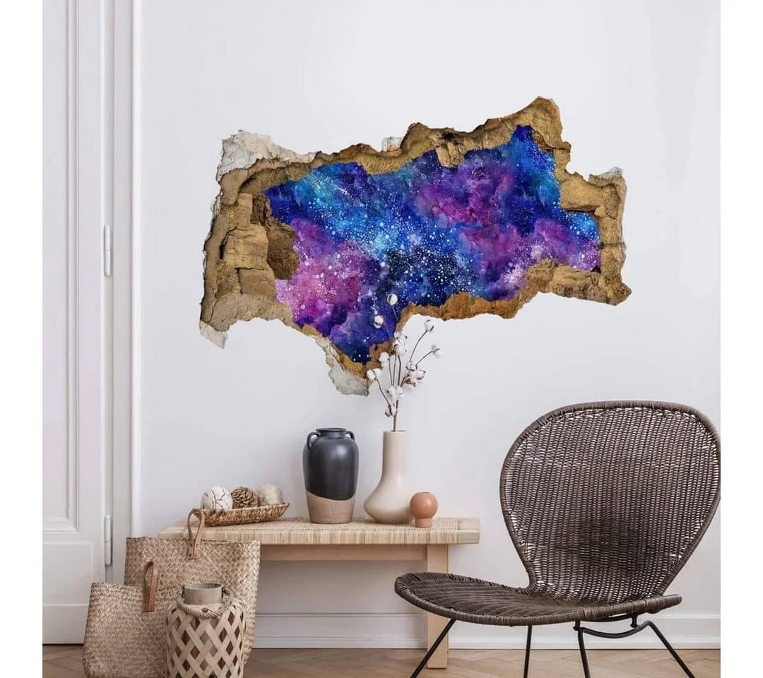 K&L Wall Art Wandtattoo 3D Mauerdurchbruch Blau Selbstklebend