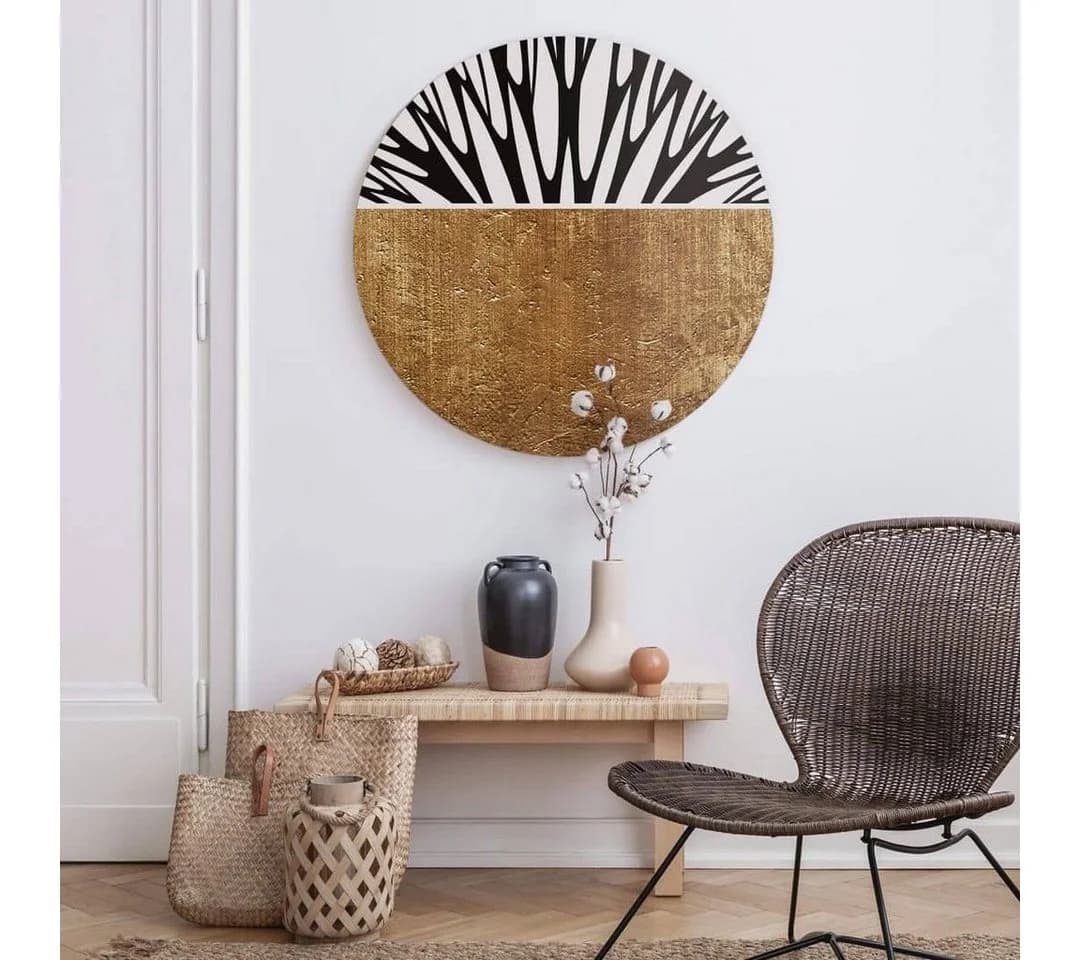 K&L Wall Art Alu-Dibond Wandbild Goldener Baum des Lebens Ø 70cm