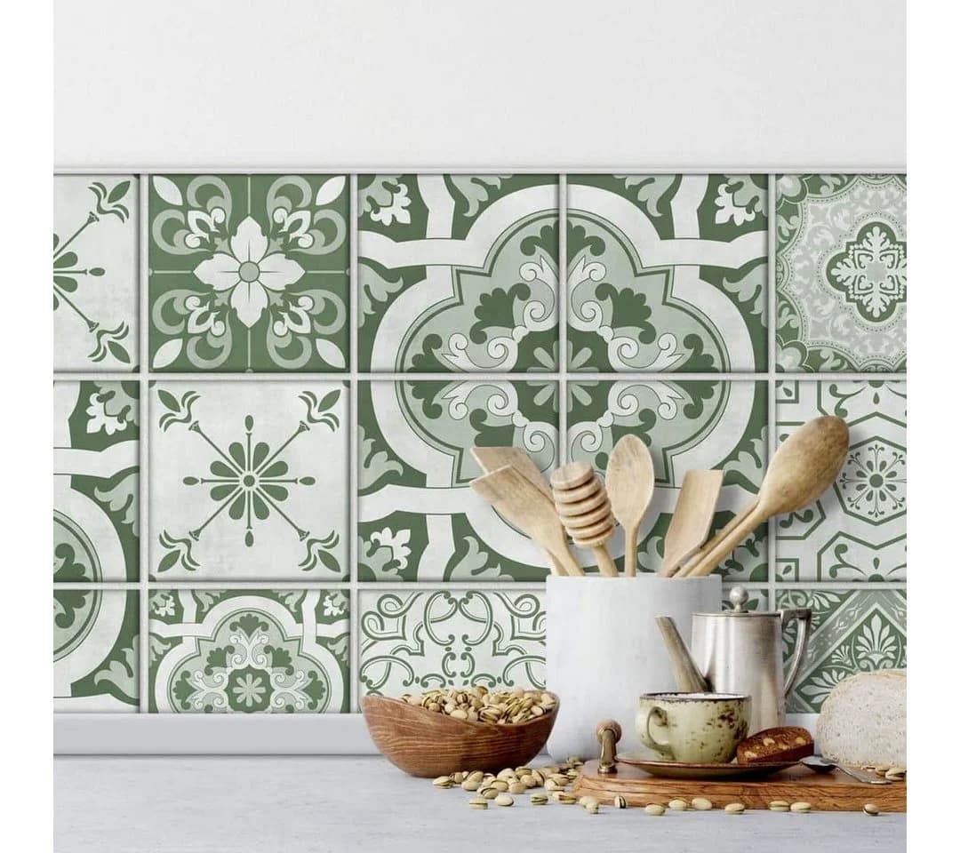 K&L WALL Art Fliesenaufkleber Retro Blumen 12er Set Selbstklebend PVC - Bild 2