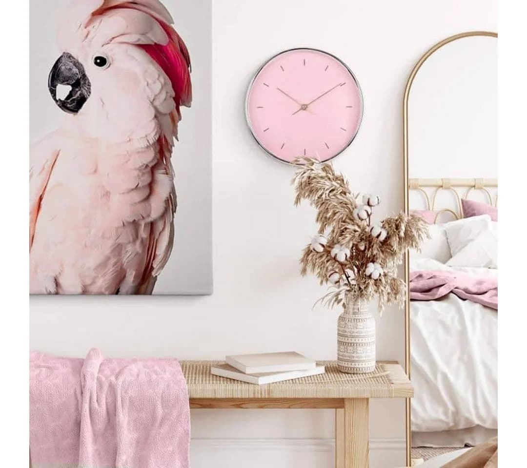 K&L Wall Art Wanduhr Shabby Chic Rosa Roségold