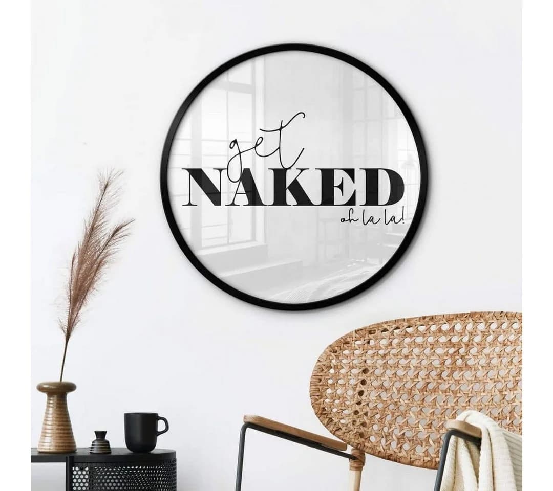 K&L Wall Art Poster Rund Typografie Schwarz-Weiß Get Naked - Bild 2