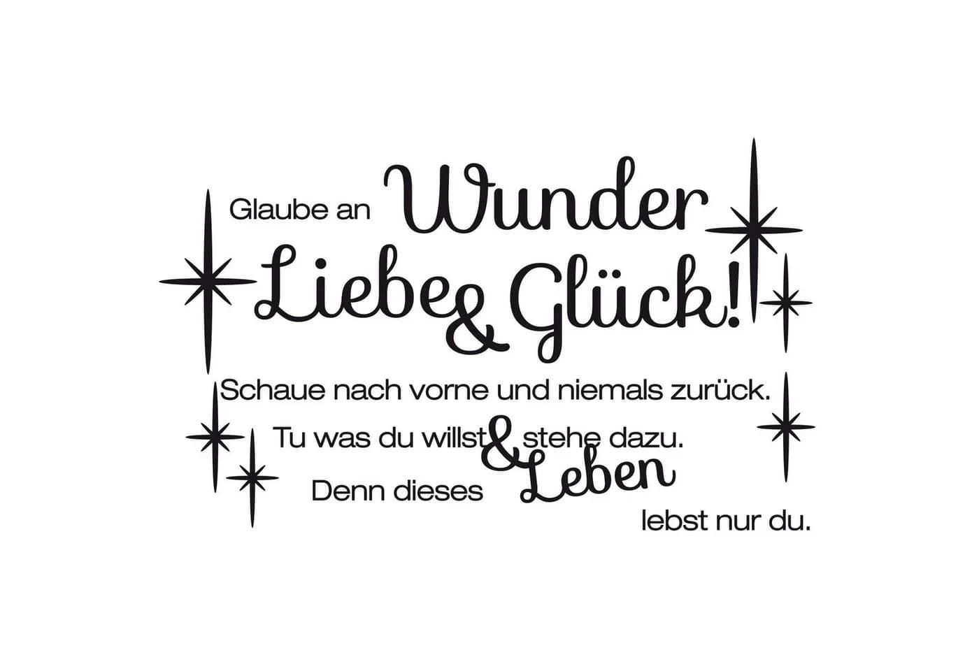 K&L Wall Art Wandtattoo Liebe und Glück Leuchtbild Spruch 60x35cm selbstklebend, Kinderzimmer Leuchtsticker Schwarz - Bild 2