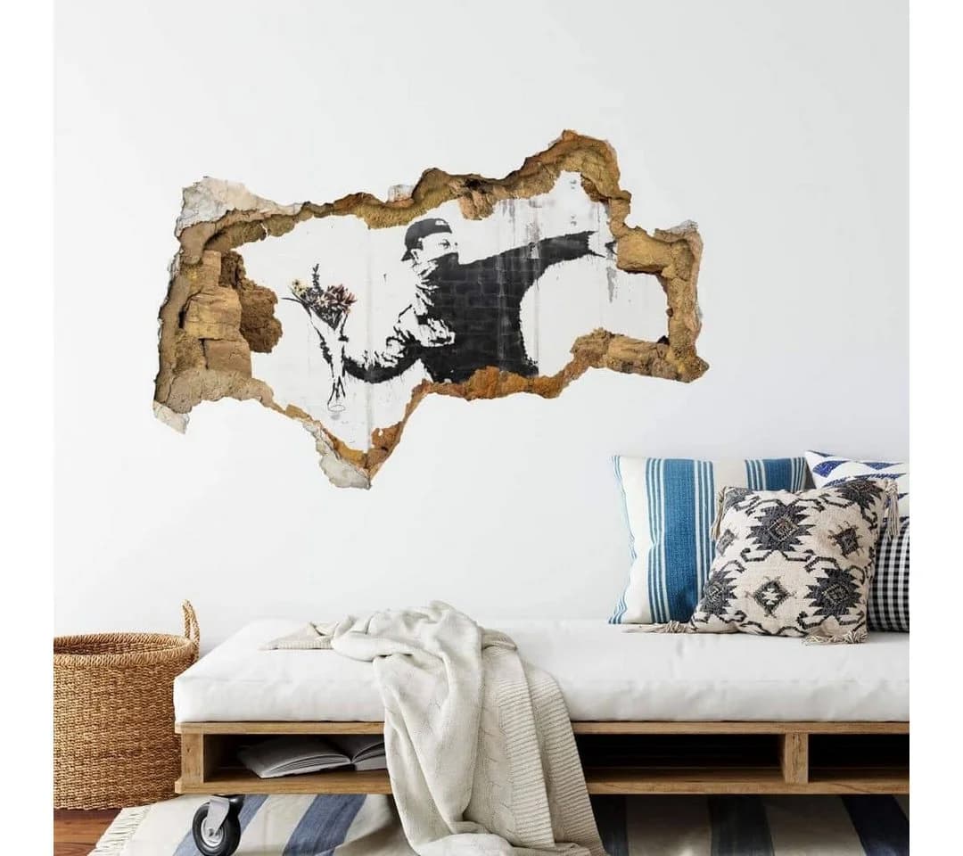 K&L WALL ART Wandtattoo Banksy Mauerdurchbruch 3D Selbstklebend