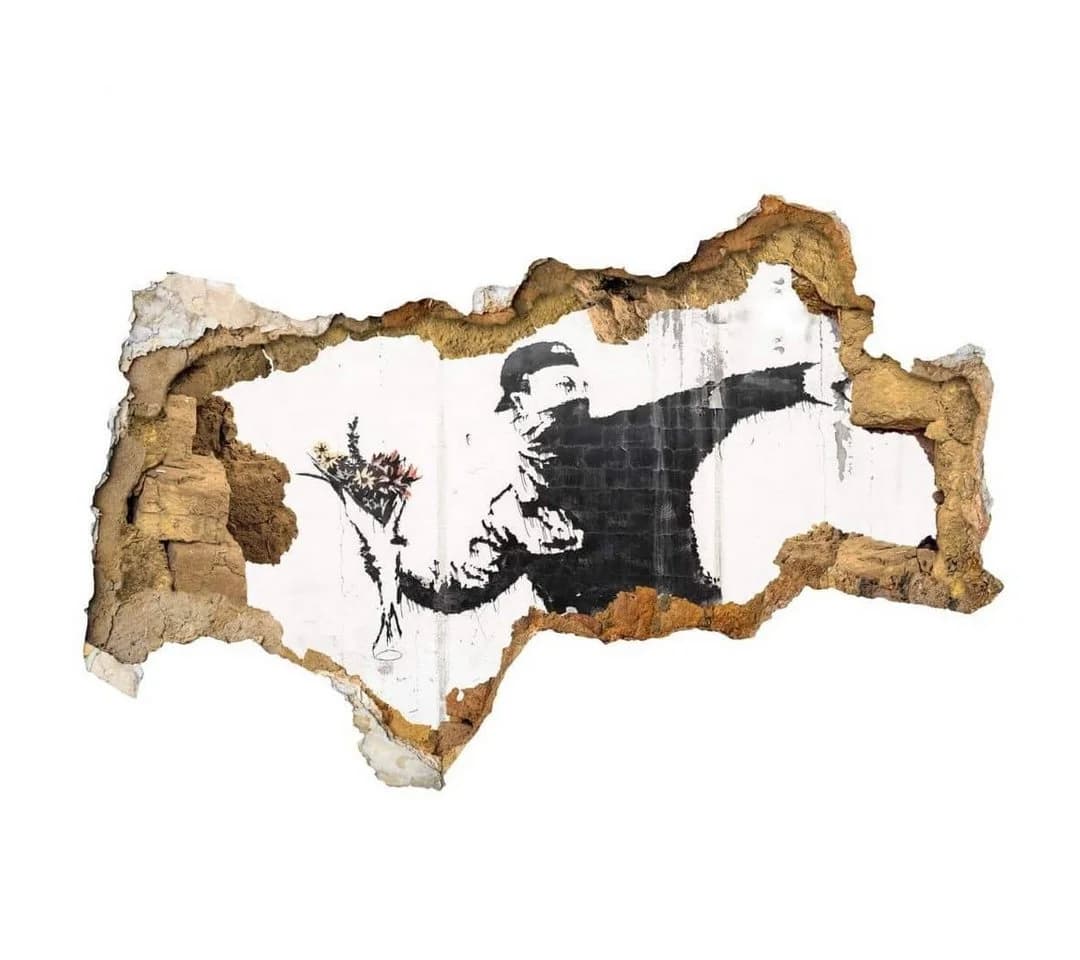 K&L WALL ART Wandtattoo Banksy Mauerdurchbruch 3D Selbstklebend - Bild 3