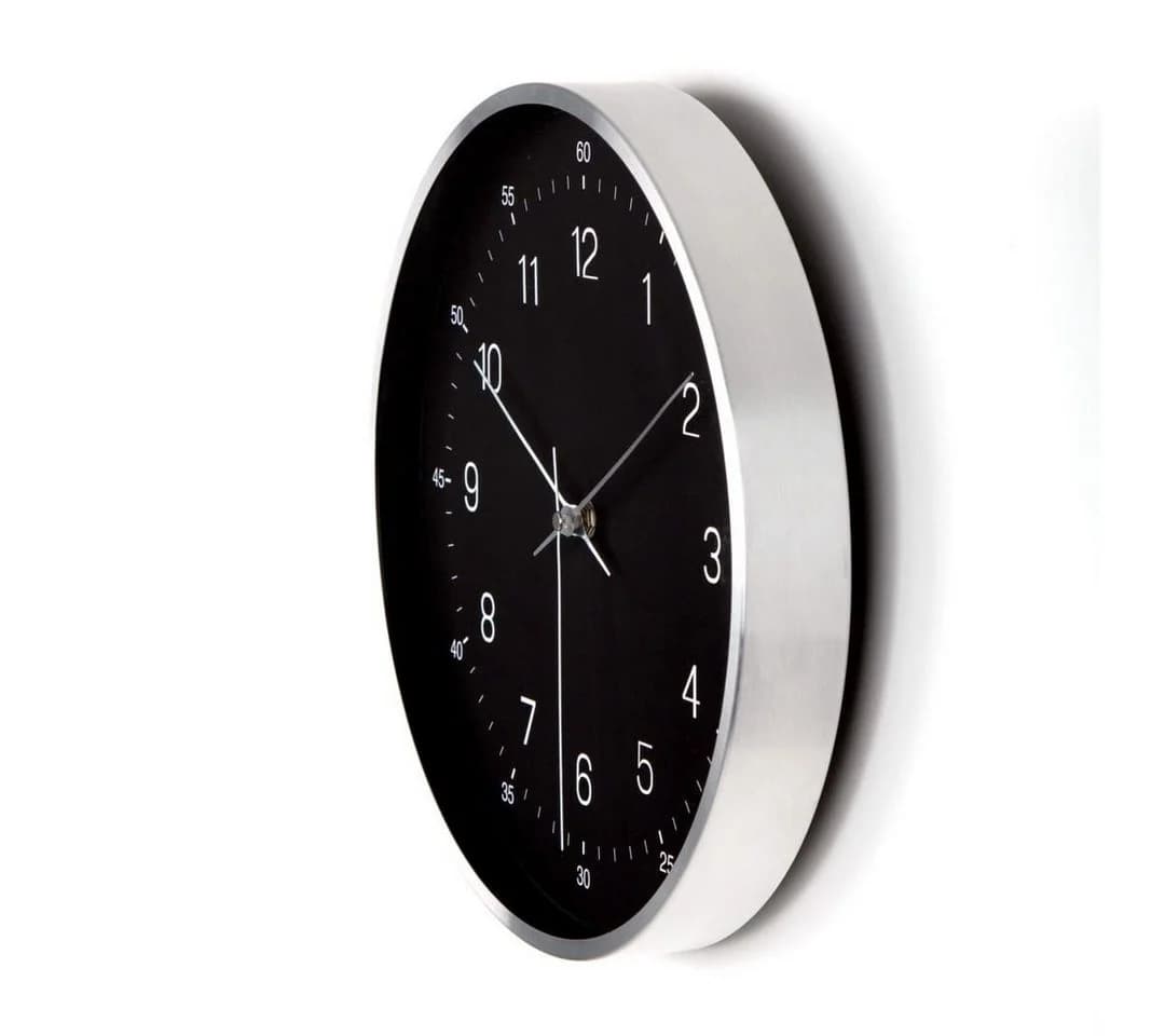 K&L Wall Art Wanduhr Retro Schwarz-Silber Metall Optik - Bild 4