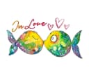 K&L Wall Art Wandtattoo Verliebte Fische Familie Bunt Selbstklebend Bild 1