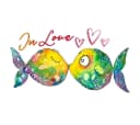 K&L Wall Art Wandtattoo Verliebte Fische Familie Bunt Selbstklebend Bild 3