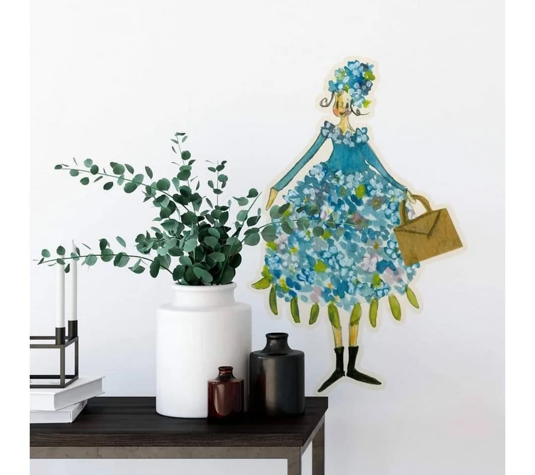 K&L Wall Art Wandtattoo Blau Selbstklebend Florales Design - Bild 2
