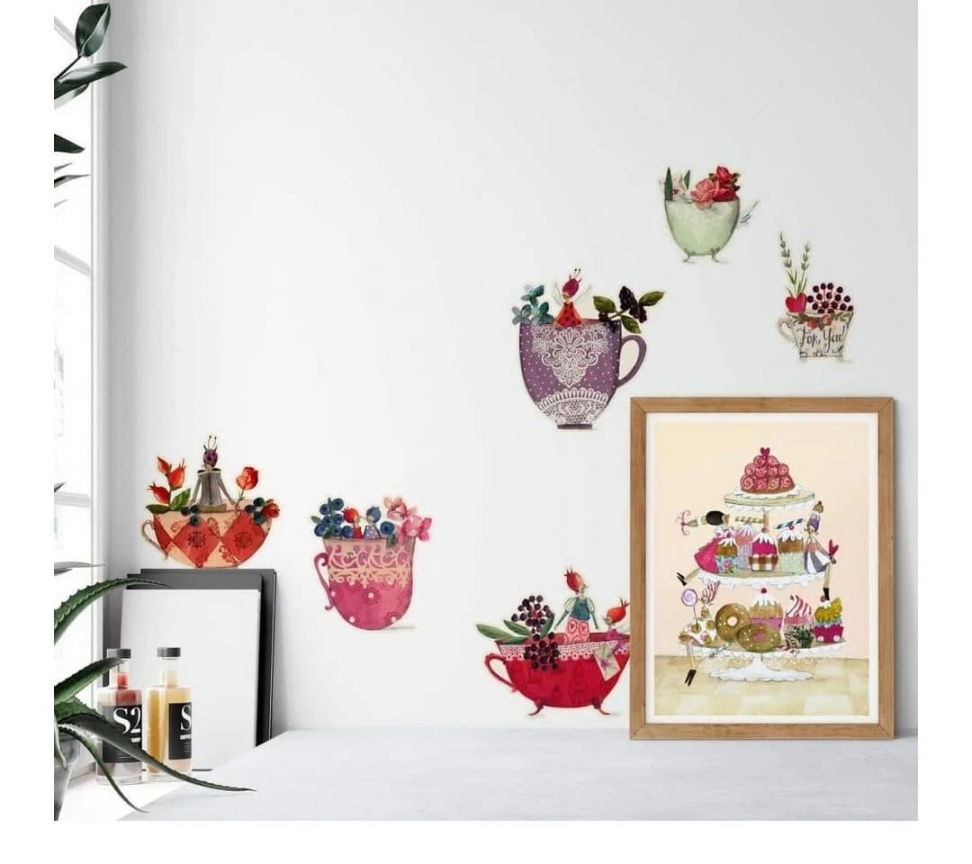 K&L Wall Art Wandtattoo Küche Leffler Blumen Tasse Märchen Rosen Traumtassen - Bild 2