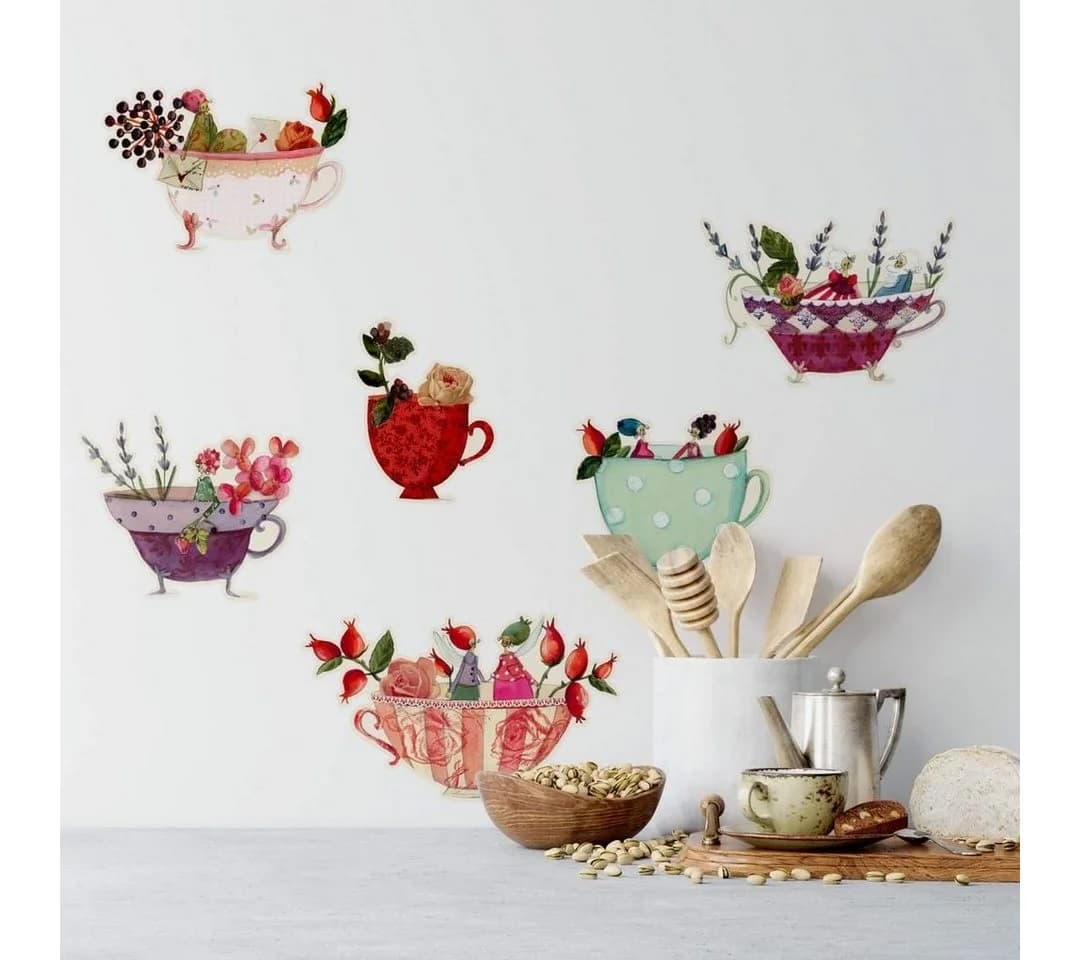 K&L Wall Art Wandtattoo Küche Leffler Blumen Tasse Märchen Rosen Traumtassen - Bild 3