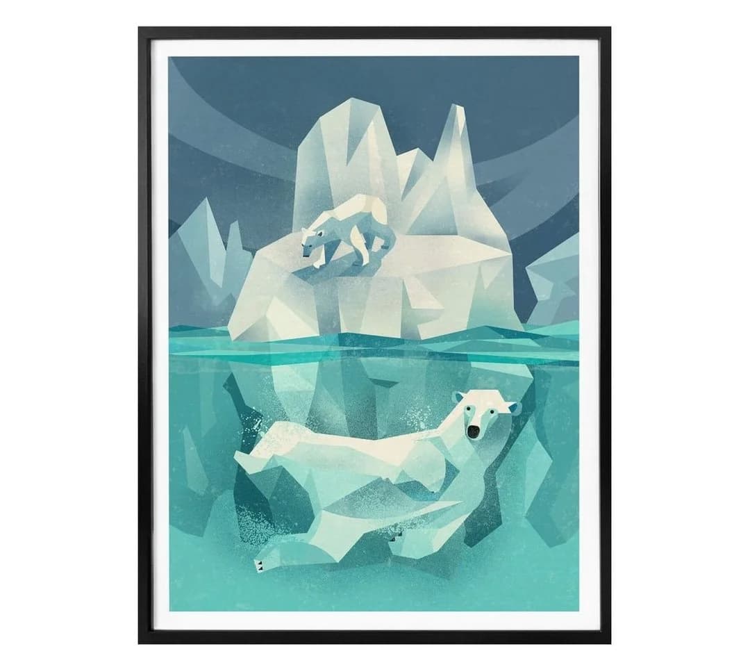 K&L Wall Art Poster Eisbär Nordpol Braun Blau Modern - Bild 2