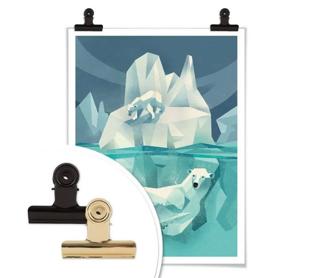 K&L Wall Art Poster Eisbär Nordpol Braun Blau Modern - Bild 3