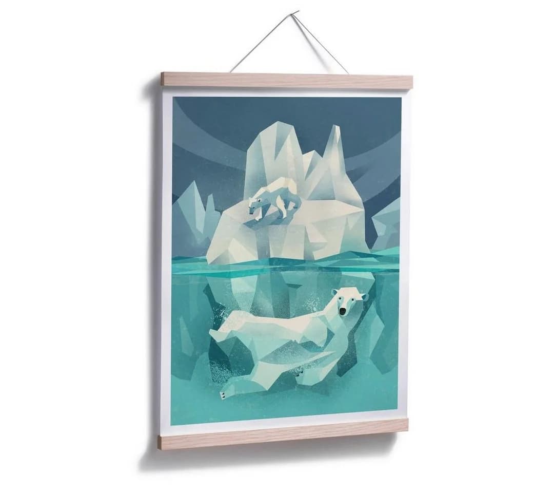 K&L Wall Art Poster Eisbär Nordpol Braun Blau Modern - Bild 4
