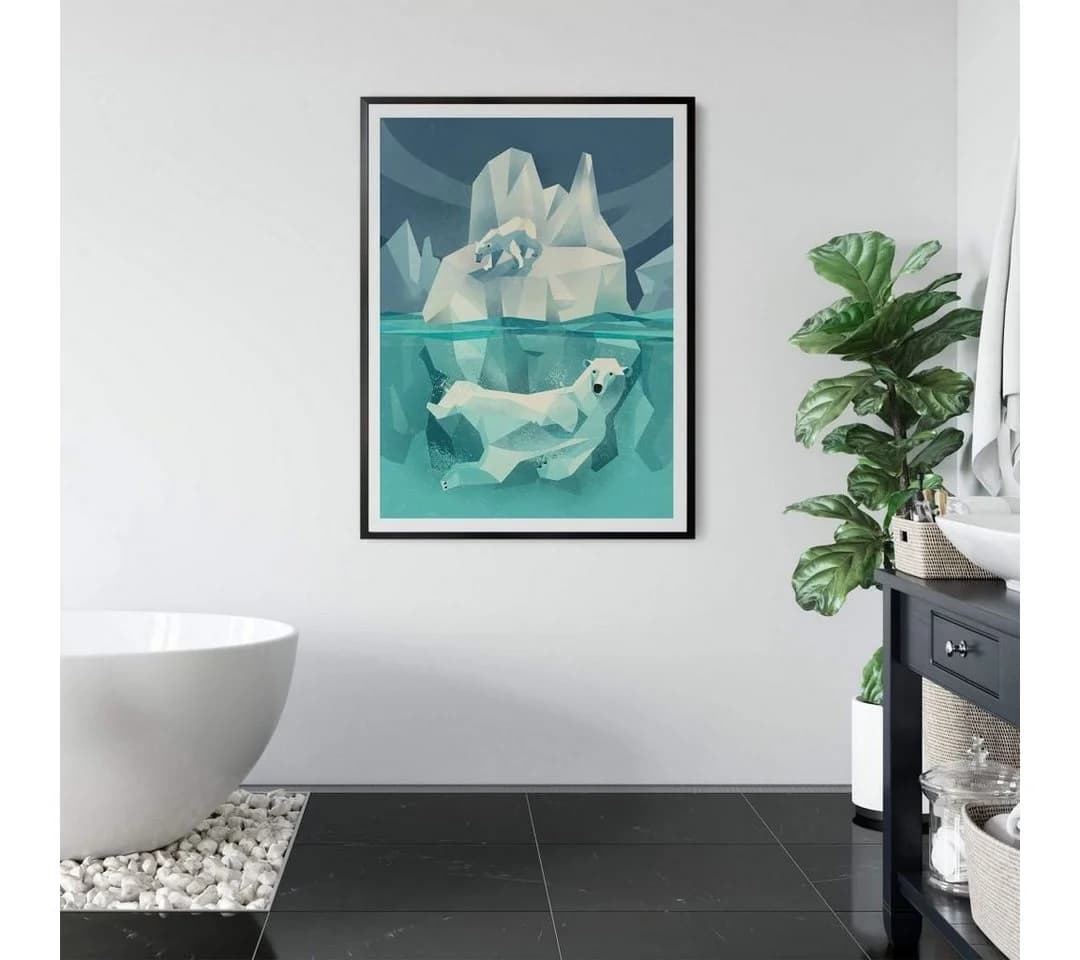 K&L Wall Art Poster Eisbär Nordpol Braun Blau Modern - Bild 5