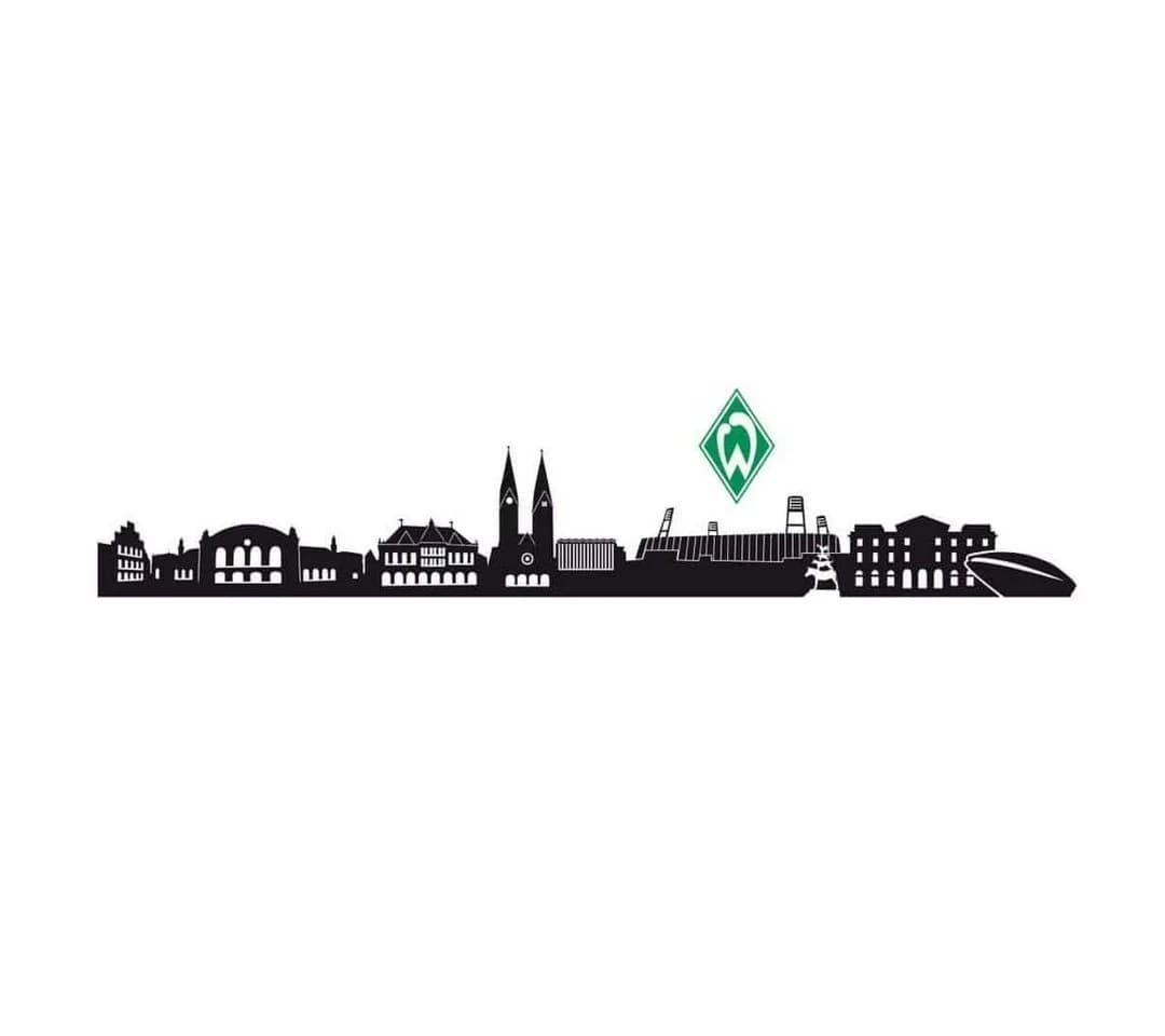 Werder Bremen Wandtattoo Fußball Skyline Logo Schwarz Selbstklebend