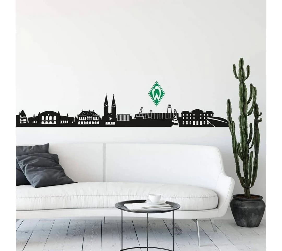 Werder Bremen Wandtattoo Fußball Skyline Logo Schwarz Selbstklebend - Bild 2
