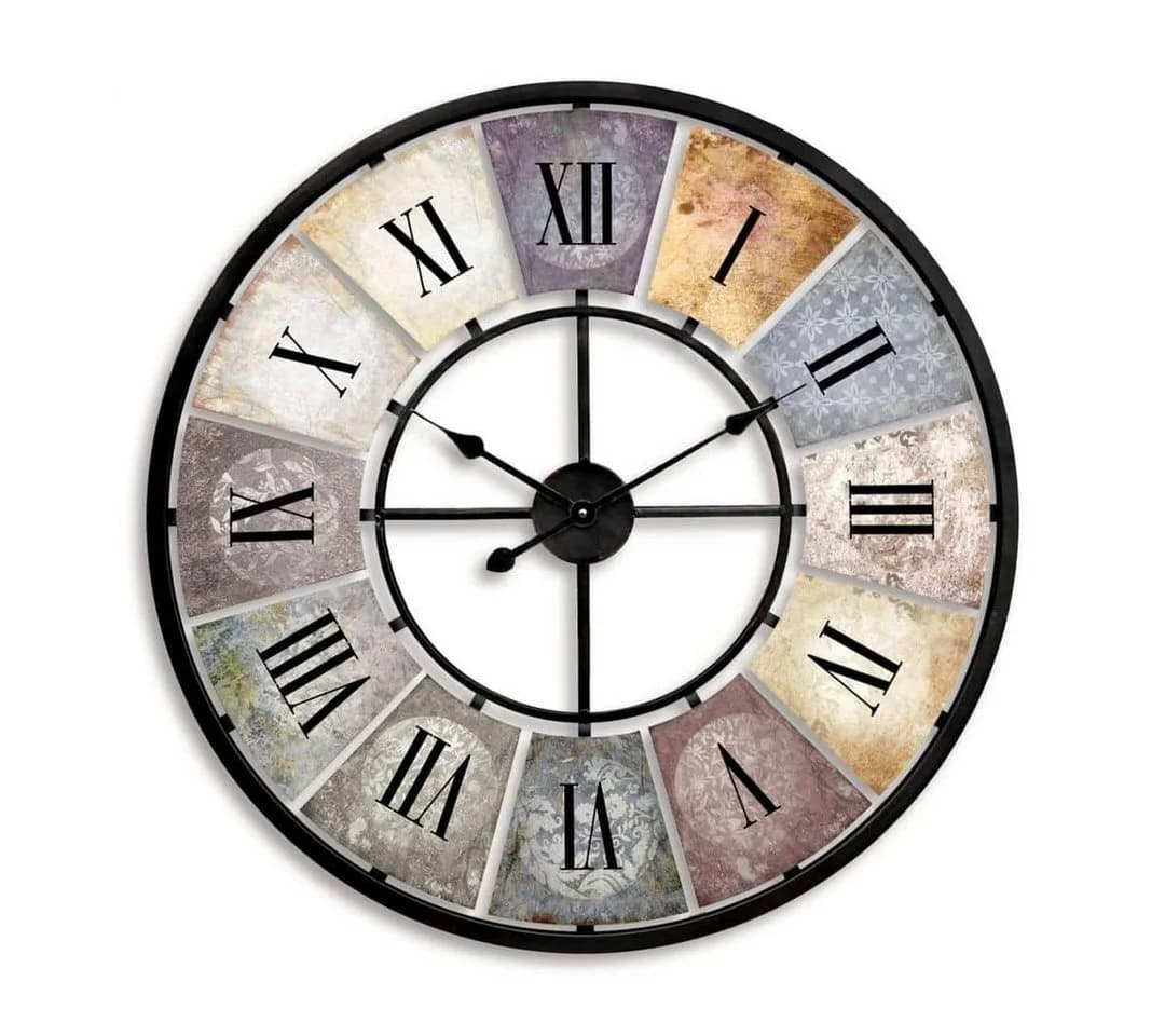 K&L Wall Art XXL Wanduhr Vintage Metalluhr Bunt 50cm