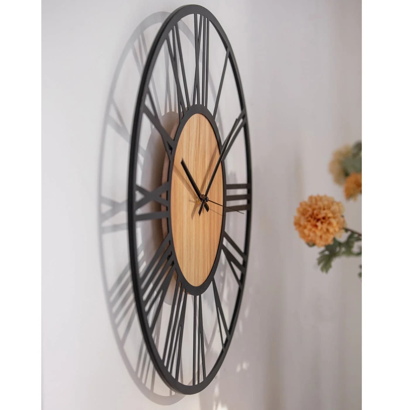 K&L Wall Art Wanduhr Industriell XL Schwarz/Braun Leise - Bild 3