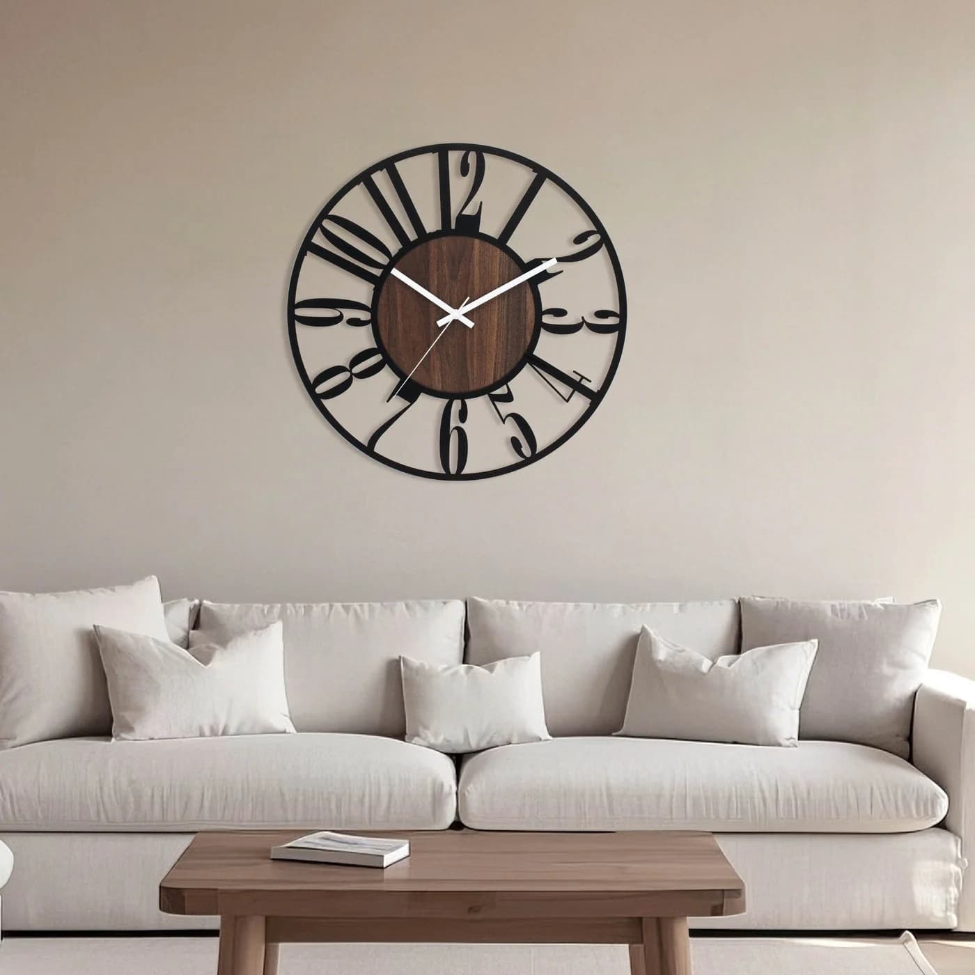 K&L Wall Art Wanduhr Industriell XL Holz-Metall Leise Quarzuhr - Bild 4